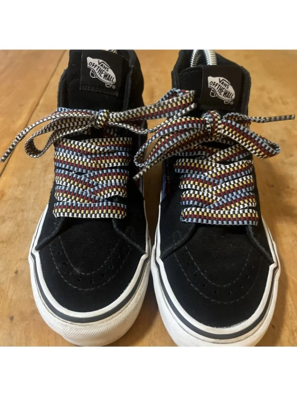 Vans Sk8-Hi® Tapered  Shoes Platform Women Suede Canvas Black Sz 7 Embroidered